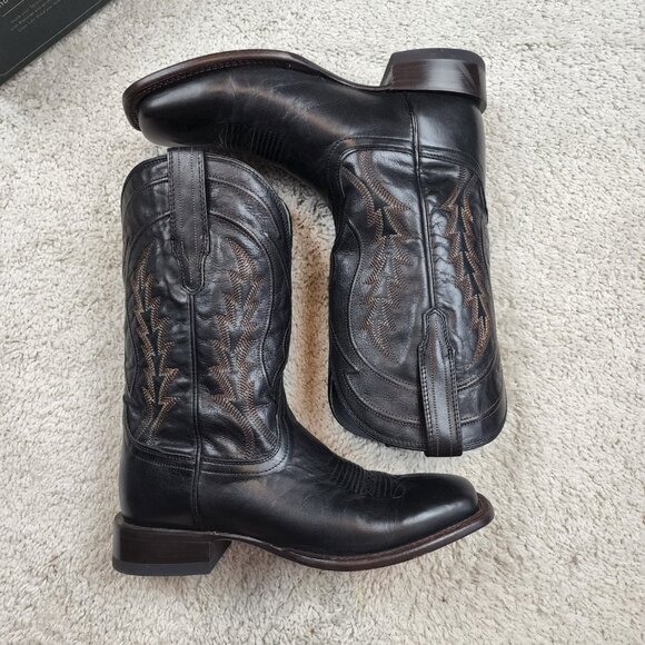 Tecovas The Doc Men's Square Toe Cowboy Boots 10.5 D Calfskin Midnight USA Clean - Picture 4 of 8